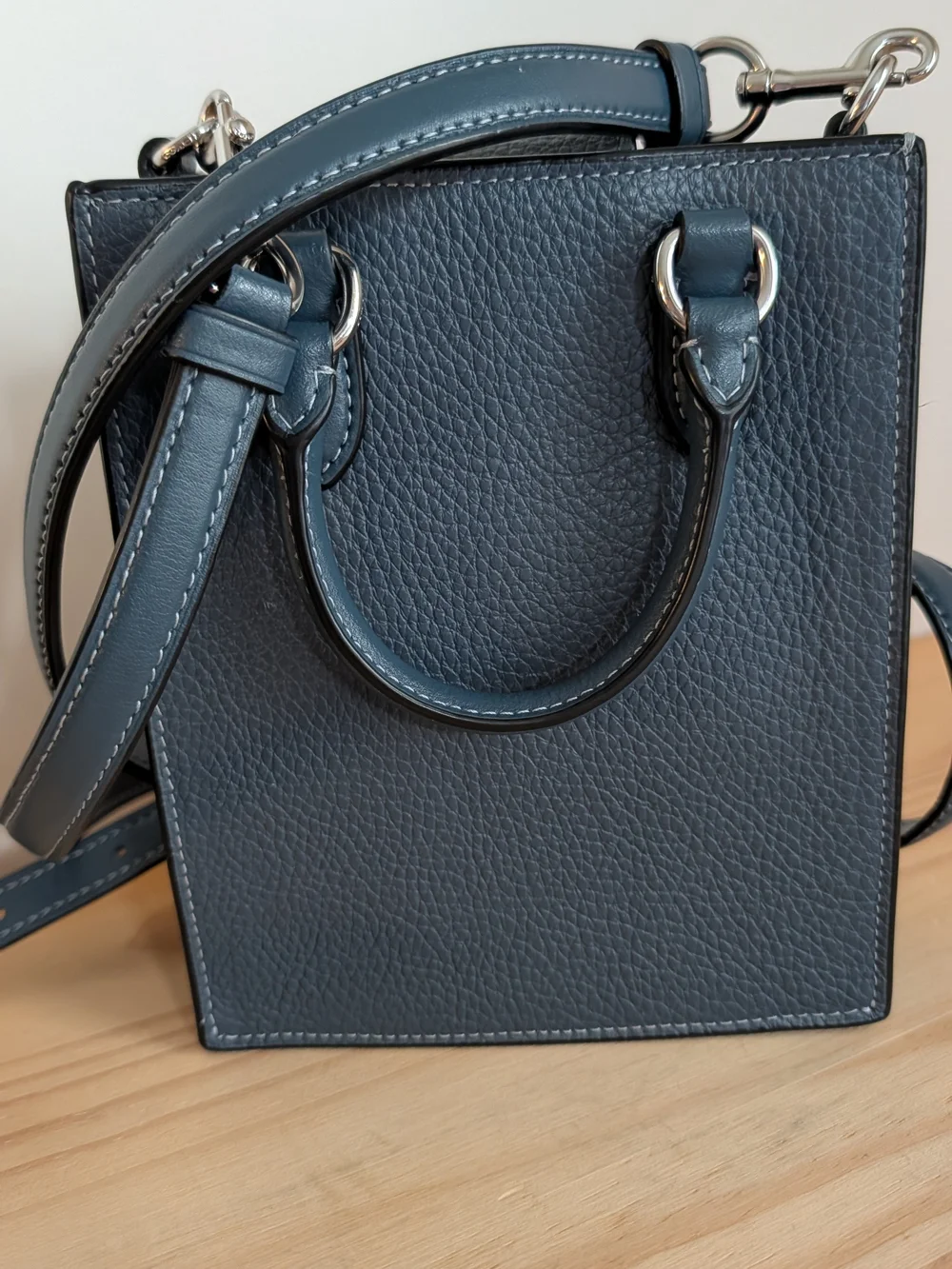 COACH Pebbled Leather Mini Tote Crossbody — Black